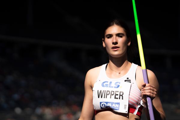 Lea Wipper (Sportclub Magdeburg) im Speerwurf waehrend der deutschen Leichtathletik-Meisterschaften im Olympiastadion am 26.06.2022 in Berlin